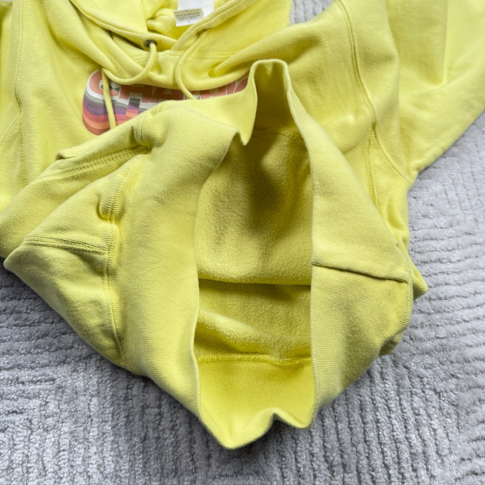 Champion Hoodie Men's S Reverse Weave Yellow Retro Graphic Sporty Street Wear - Picture 11 of 16